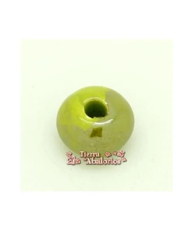 Cerámica Rondel 14x8mm Agujero 3,5mm Pistacho Irisado