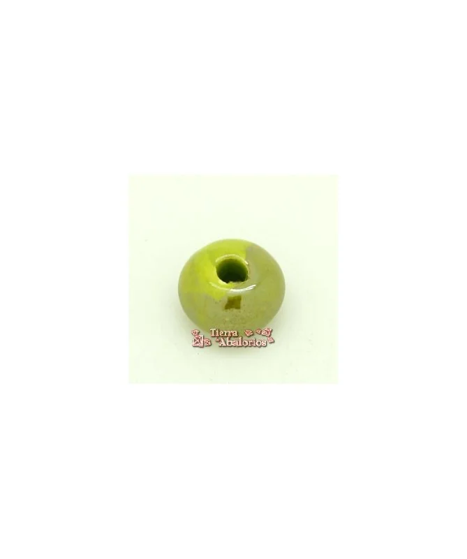 Cerámica Rondel 14x8mm Agujero 3,5mm Pistacho Irisado