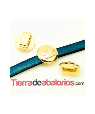 Pasador Emoticono 10mm Agujero 6x2mm Enamorado Dorado