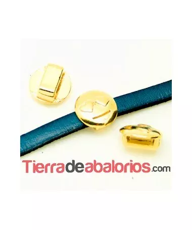 Pasador Emoticono 10mm Agujero 6x2mm Enamorado Dorado