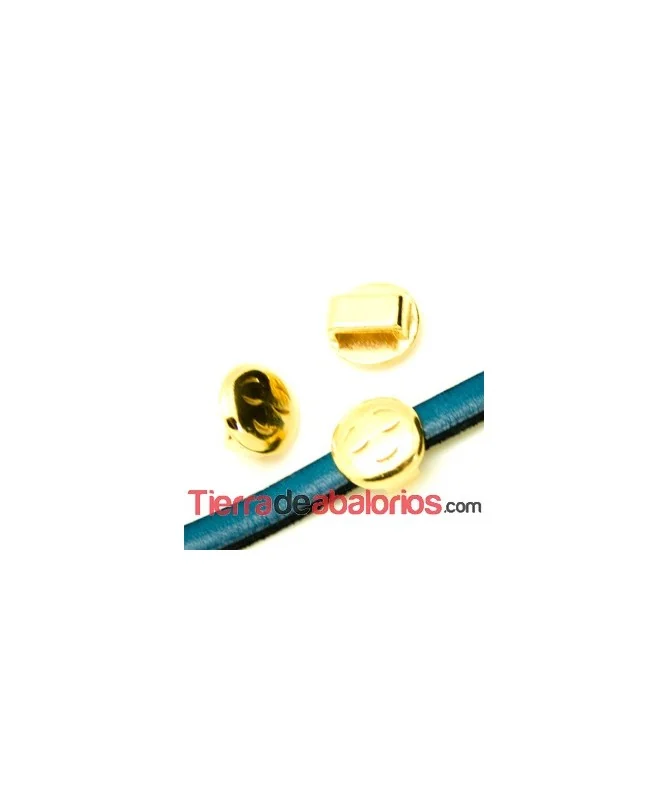 Emoticono 10mm Agujero 6x2mm Sonrisa Inocente, Dorado