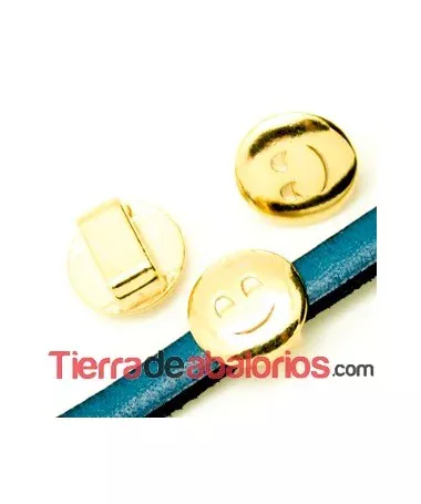 Emoticono 10mm Agujero 6x2mm Sonrisa Cariñosa, Dorado