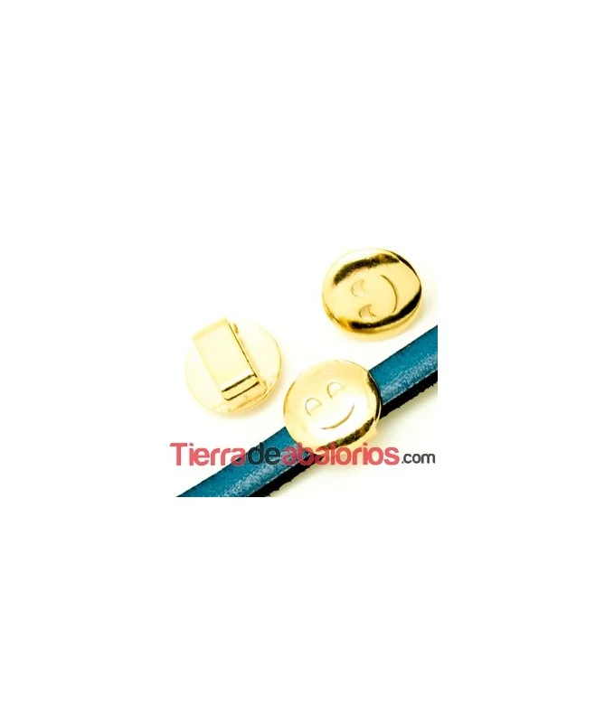 Emoticono 10mm Agujero 6x2mm Sonrisa Cariñosa, Dorado