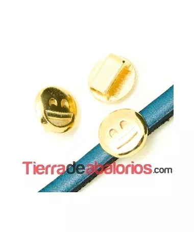 Emoticono 10mm Agujero 6x2mm Sonrisas, Dorado