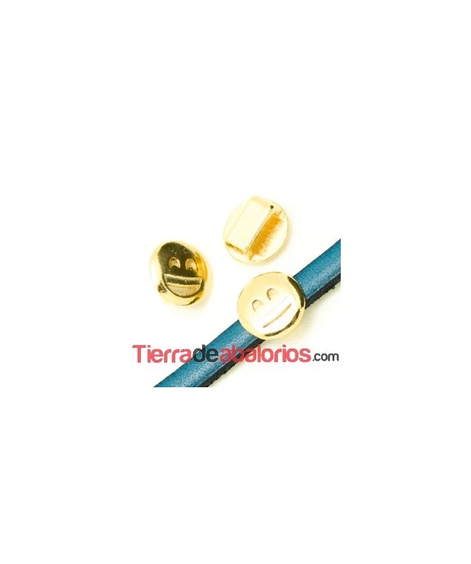 Emoticono 10mm Agujero 6x2mm Sonrisas, Dorado