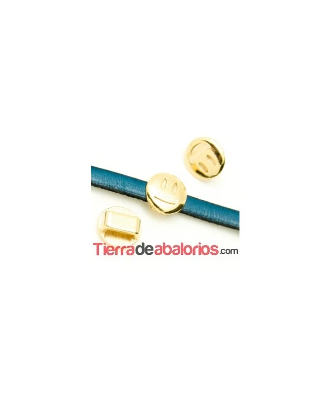 Emoticono 10mm Agujero 6x2mm Risas, Dorado