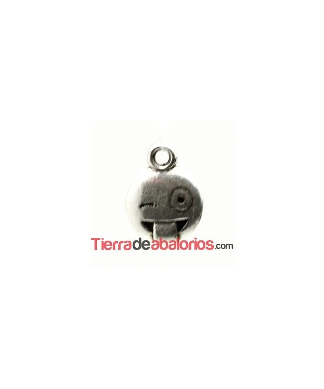 Colgante Emoticono 8mm Burlón Plateado