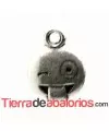 Colgante Emoticono 8mm Burlón Plateado