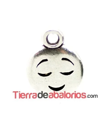 Colgante Emoticono 8mm Sonrisa Inocente Plateado
