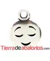 Colgante Emoticono 8mm Sonrisa Inocente Plateado