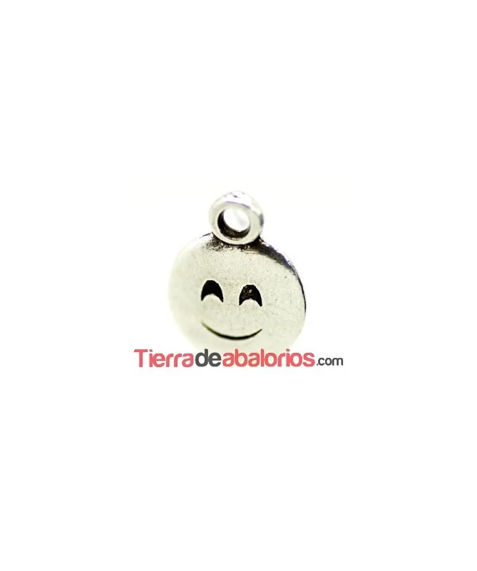 Colgante Emoticono 8mm Sonrisa Cariñosa Plateado