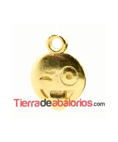 Colgante Emoticono 8mm Burlón Dorado