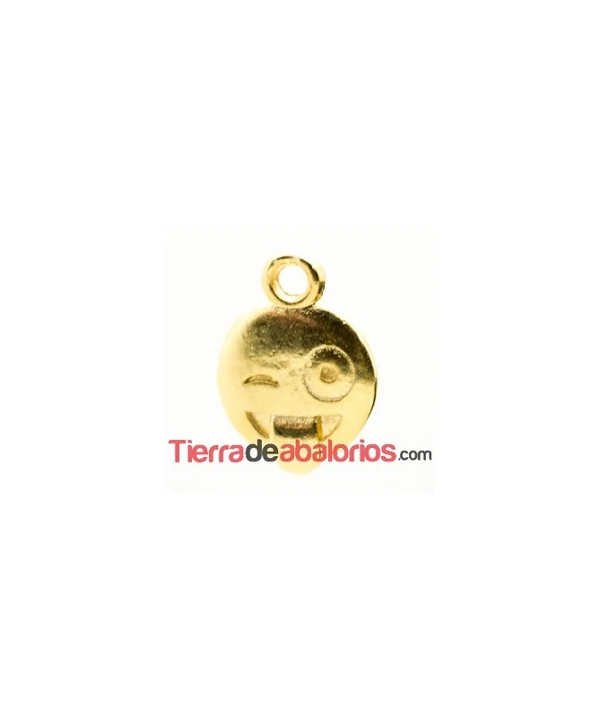 Colgante Emoticono 8mm Burlón Dorado