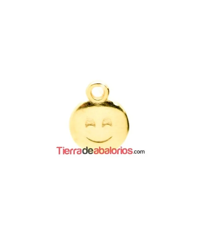 Colgante Emoticono 8mm Sonrisa Cariñosa Dorado