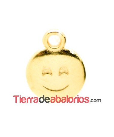 Colgante Emoticono 8mm Sonrisa Cariñosa Dorado