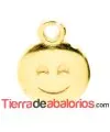 Colgante Emoticono 8mm Sonrisa Cariñosa Dorado