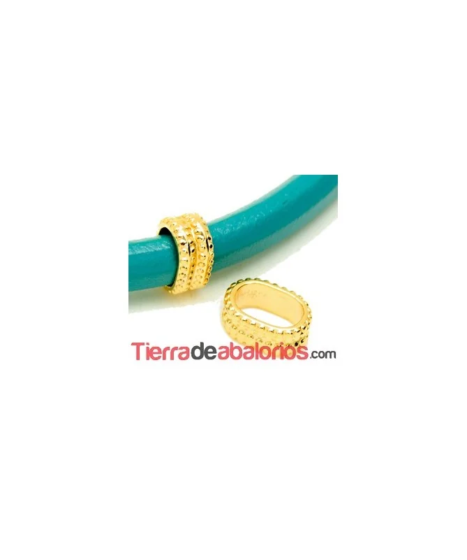 Entrepieza Regaliz Bolitas 15x6mm Agujero 10x7mm Dorada