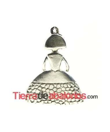 Menina Colgante 45x33mm Plata Vieja