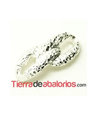 Entrepieza Eslabón Rugoso 41x17mm Plateado Brillante