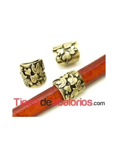 Entrepieza Regaliz Hojas 14x13mm Agujero 10x7mm, Oro Viejo Entrepieza Regaliz Hojas 14x13mm Agujero 10x7mm, Oro Viejo