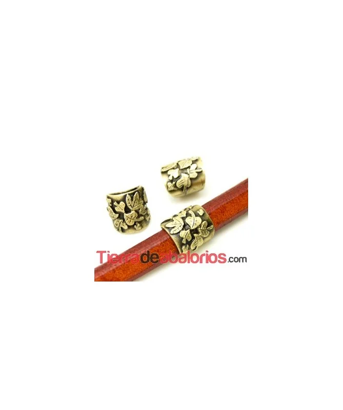 Entrepieza Regaliz Hojas 14x13mm Agujero 10x7mm, Oro Viejo