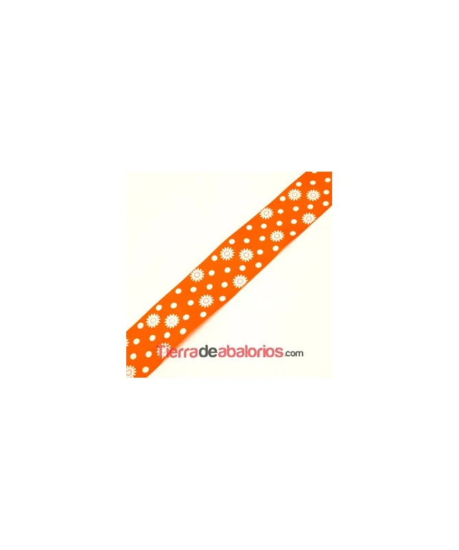 Cinta Poliester 39mm Estampada Naranja Fluor