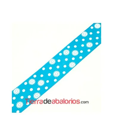Cinta Poliester 39mm Estampada Aguamarina