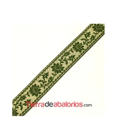 Tapa Costuras 33mm Estampado Dorado y Verde Ingles