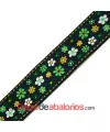 Tapa Costuras 33mm Negro Estampado Flores Verde