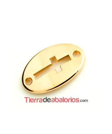 Conector Oval Cruz 20x13mm, Oro Rosa Conector Oval Cruz 20x13mm, Oro Rosa