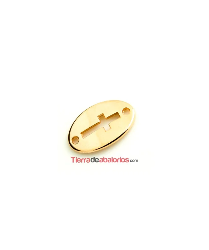 Conector Oval Cruz 20x13mm, Oro Rosa