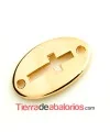 Conector Oval Cruz 20x13mm, Oro Rosa