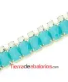 Cadena Plateada con Cabujones Blanco y Turquesa Opal