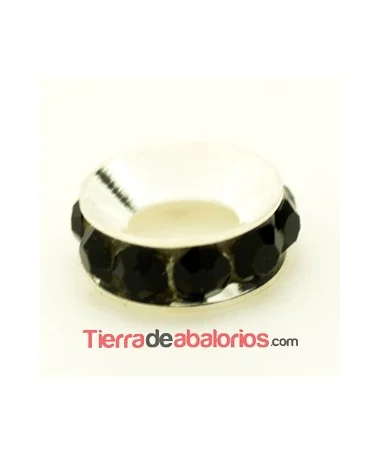 Rondel con Strass 10mm Agujero 5mm Jet Rondel con Strass 10mm Agujero 5mm Jet