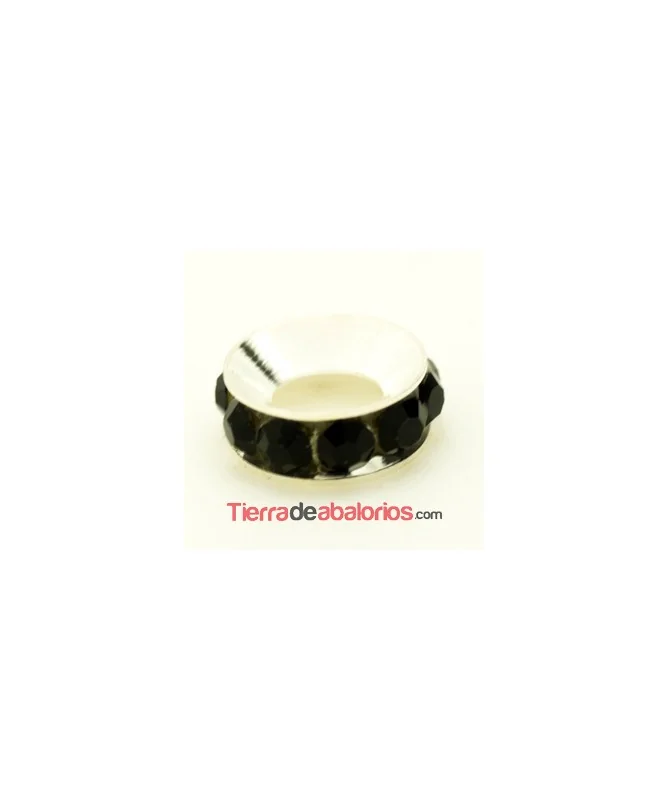 Rondel con Strass 10mm Agujero 5mm Jet