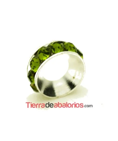 Rondel con Strass 10mm Agujero 5mm Olivine Rondel con Strass 10mm Agujero 5mm Olivine