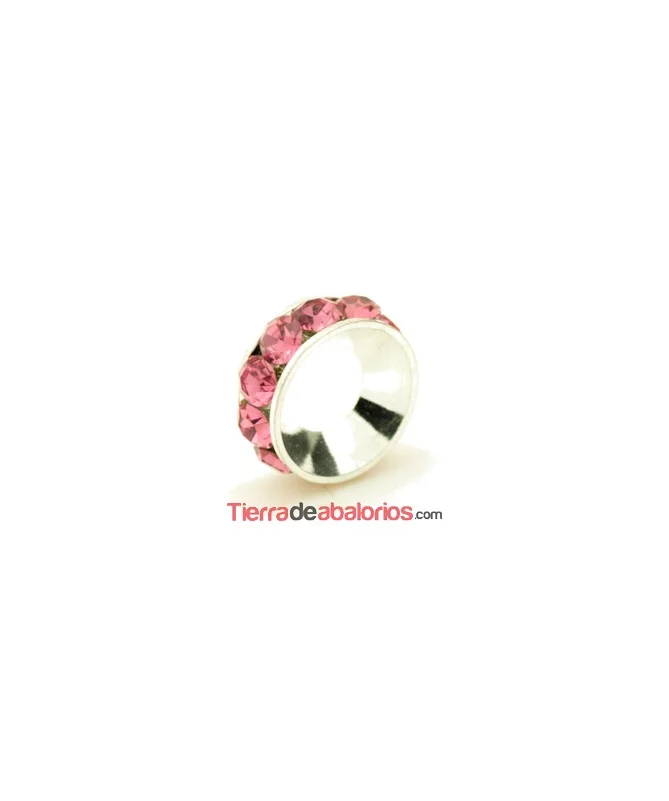 Rondel con Strass 10mm Agujero 5mm Rosa