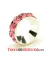 Rondel con Strass 10mm Agujero 5mm Rosa