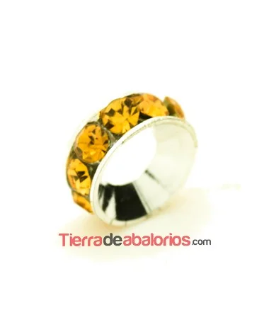 Rondel con Strass 10mm Agujero 5mm Light Topaz Rondel con Strass 10mm Agujero 5mm Light Topaz
