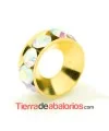 Rondel Dorado con Strass 10mm Agujero 4,3mm Cristal AB