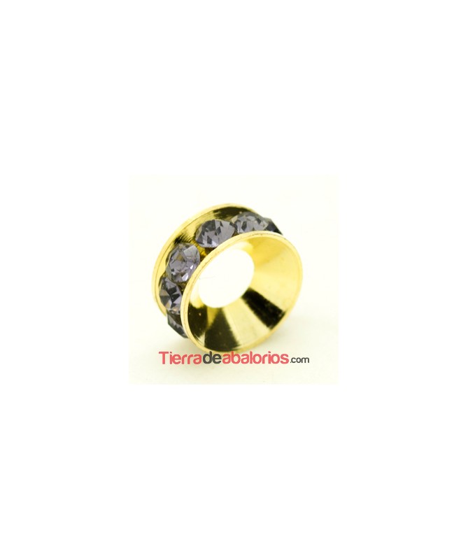 Rondel Dorado con Strass 10mm Agujero 4,3mm Tanzanite
