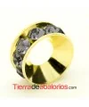 Rondel Dorado con Strass 10mm Agujero 4,3mm Tanzanite