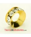 Rondel Dorado con Strass 10mm Agujero 4,3mm Cristal