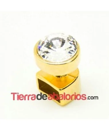Terminal con Rivoli Cristal 12mm Agujero 10x5mm, Dorado