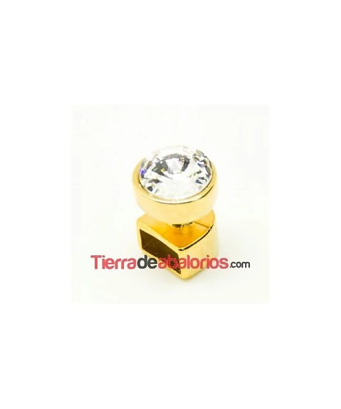 Terminal con Rivoli Cristal 12mm Agujero 10x5mm, Dorado