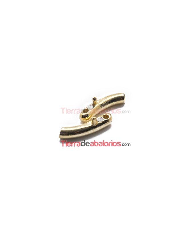 Cierre Tubo Doble con Imán, Largo 54mm Agujero 5mm Dorado