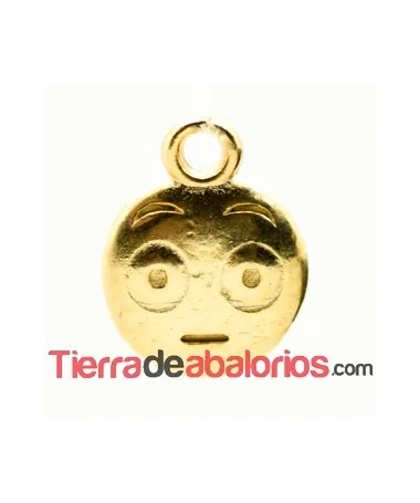 Colgante Emoticono 8mm Perplejo Dorado
