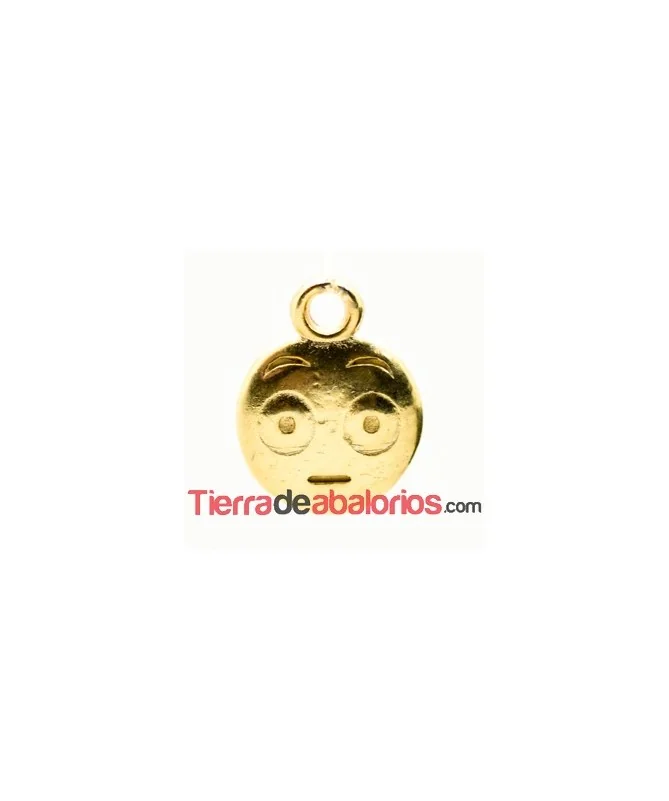 Colgante Emoticono 8mm Perplejo Dorado