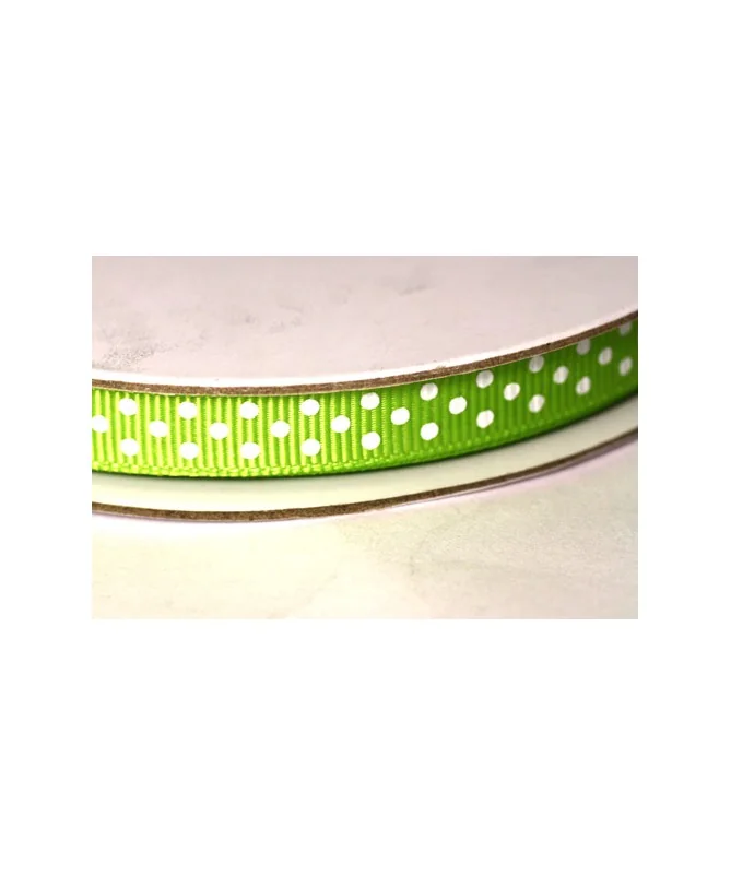 Lazo 10mm Verde Pistacho Lunares Blancos