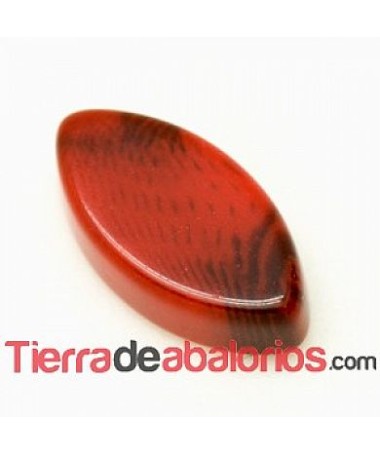 Cabujón Resina Rombo 14x7mm Rojo Efecto Piedra